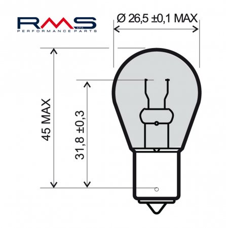 Lamp RMS 246510195 BA15S S25 12V 21W