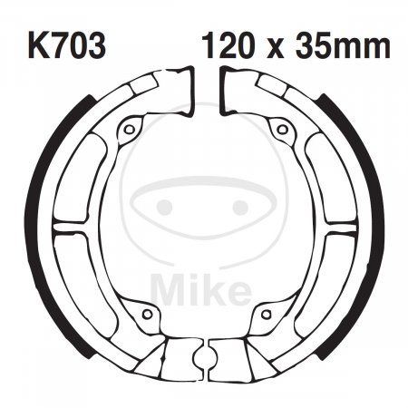 Brake shoe set EBC K703G grooved includings springs