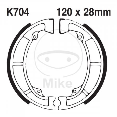 Brake shoe set EBC K704G grooved includings springs