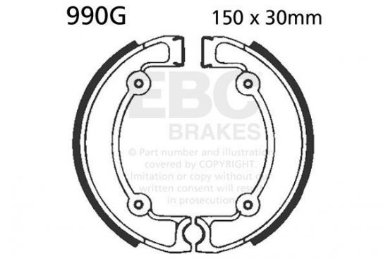 Brake shoe set EBC 990G grooved