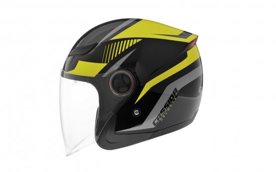 Jet helmet CASSIDA REFLEX black/ yellow fluo/ grey XS for KAWASAKI ZZR 1400