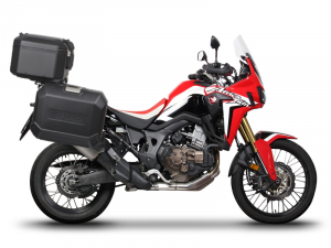 Complete set of black side aluminum cases 36L / 47L SHAD TERRA BLACK including mounting kit SHAD HONDA CRF 1100 Africa Twin
