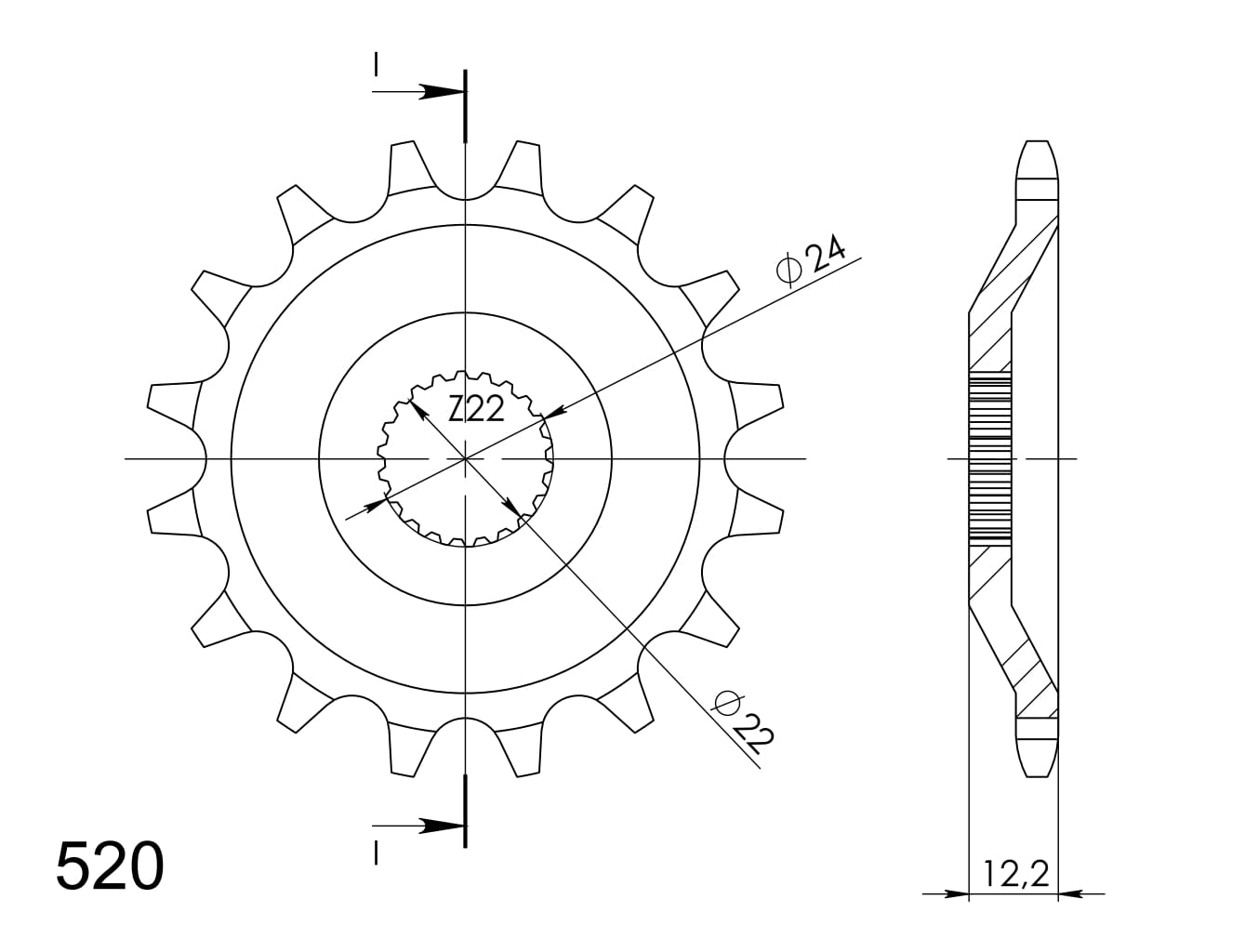 Front sprocket SUPERSPROX CST-1125:15 15T, 520