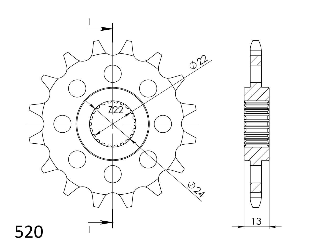 Front sprocket SUPERSPROX CST-1126:17 17T, 520