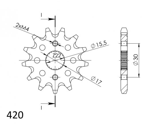 Front sprocket SUPERSPROX CST-1256:13 13T, 420