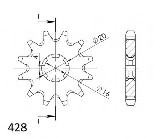 Front sprocket SUPERSPROX CST-1263:11 11T, 428