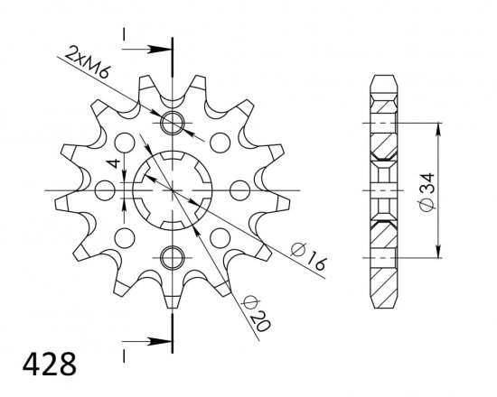 Front sprocket SUPERSPROX CST-1263:13 13T, 428