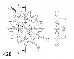 Front sprocket SUPERSPROX CST-1263:13 13T, 428