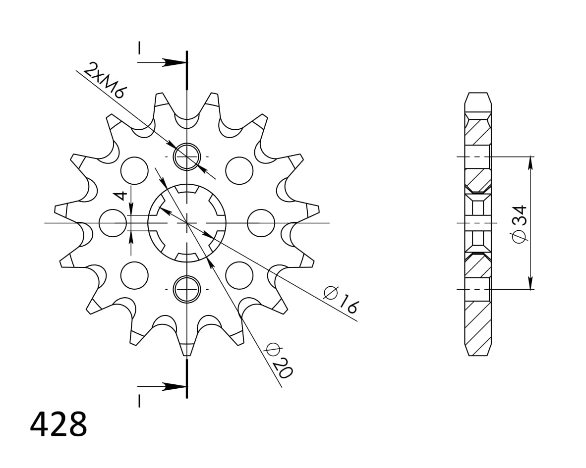 Front sprocket SUPERSPROX CST-1263:15 15T, 428