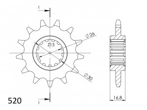 Front sprocket SUPERSPROX CST-1269:13 13T, 520