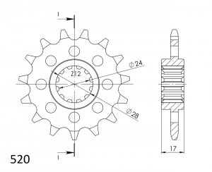 Front sprocket SUPERSPROX CST-1295:15 15T, 520