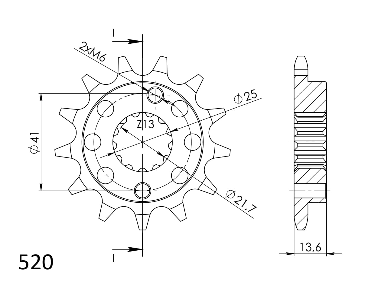 Front sprocket SUPERSPROX CST-1307:14 14T, 520