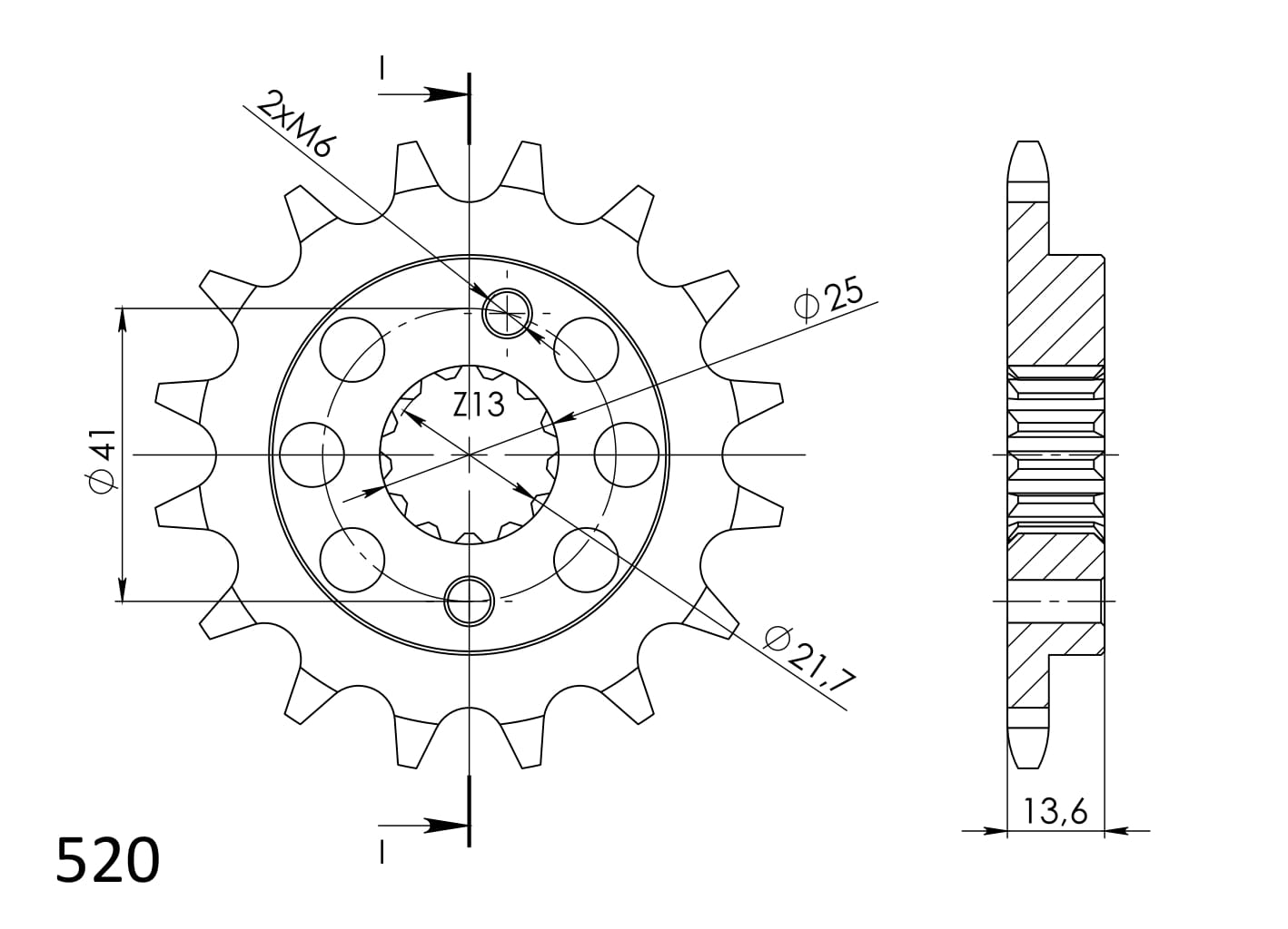 Front sprocket SUPERSPROX CST-1307:15 15T, 520