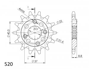 Front sprocket SUPERSPROX CST-1309:13 13T, 520