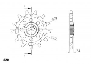 Front sprocket SUPERSPROX 13T, 520