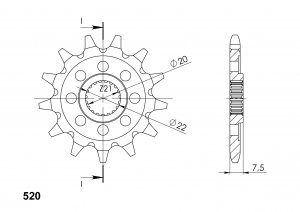 Front sprocket SUPERSPROX 14T, 520