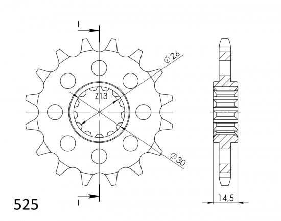 Front sprocket SUPERSPROX CST-1332:14 14T, 525