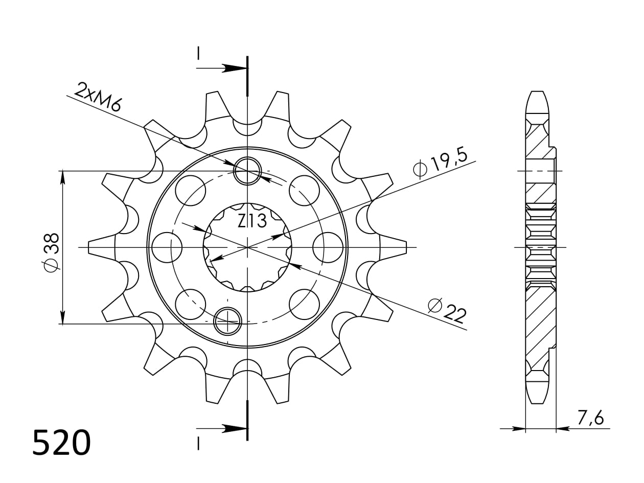 Front sprocket SUPERSPROX CST-1401:13 13T, 520