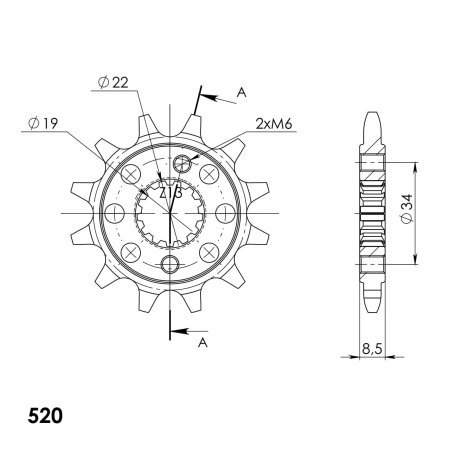 Front sprocket SUPERSPROX CST-1403:12 12T, 520