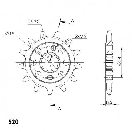 Front sprocket SUPERSPROX CST-1403:13 13T, 520