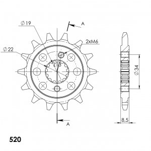 Front sprocket SUPERSPROX CST-1403:14 14T, 520