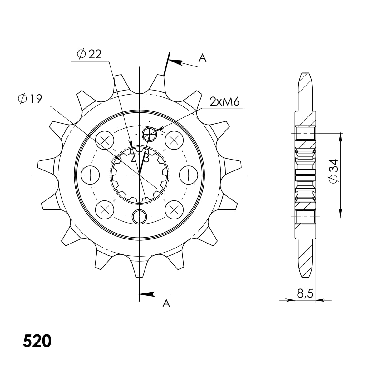 Front sprocket SUPERSPROX CST-1403:15 15T, 520