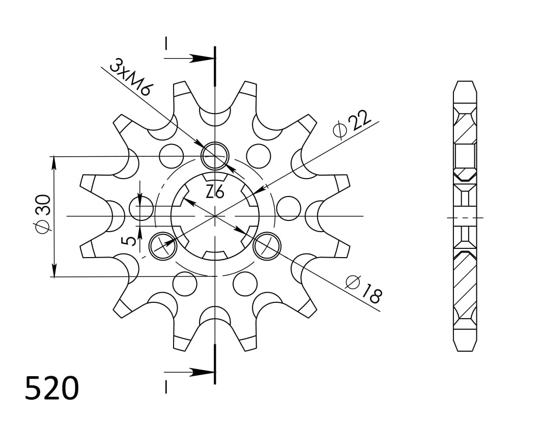 Front sprocket SUPERSPROX CST-1445:11 11T, 520