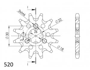 Front sprocket SUPERSPROX CST-1445:11 11T, 520