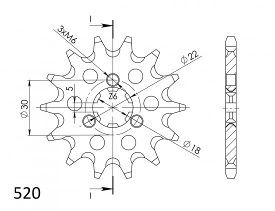 Front sprocket SUPERSPROX CST-1445:13 13T, 520