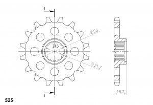 Front sprocket SUPERSPROX 15T, 525