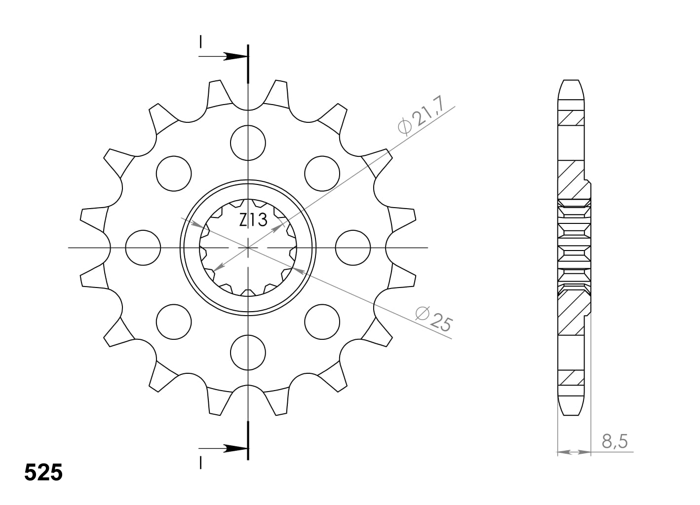 Front sprocket SUPERSPROX CST-1537:15 15T, 525