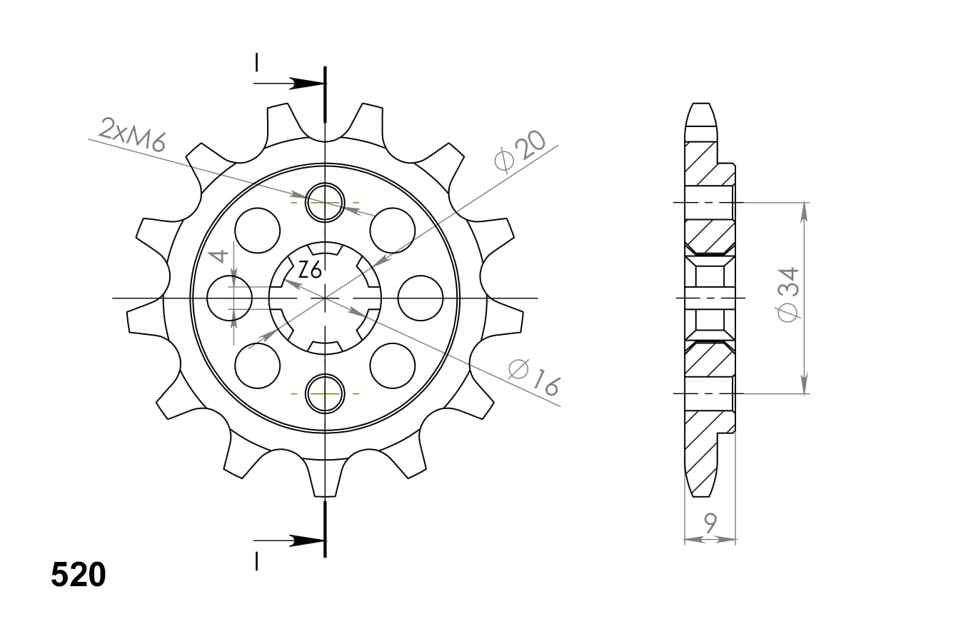 Front sprocket SUPERSPROX CST-1554:13 13T, 520