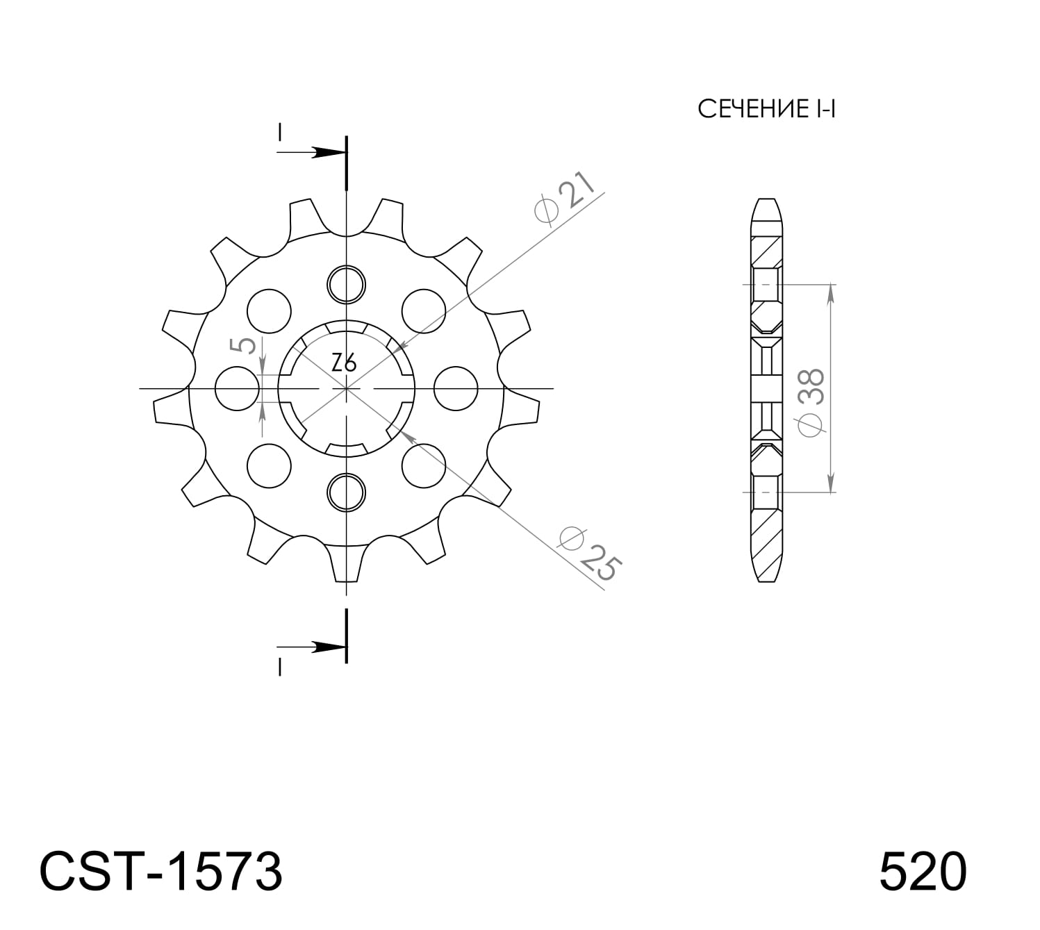 Front sprocket SUPERSPROX CST-1573:13 13T, 520