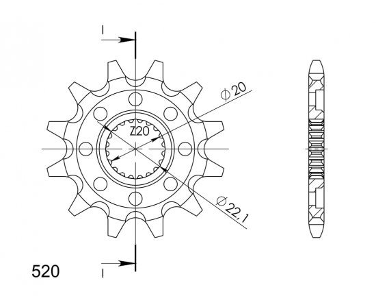 Front sprocket SUPERSPROX CST-1590:12 12T, 520