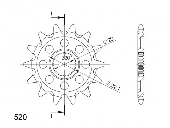 Front sprocket SUPERSPROX CST-1590:13 13T, 520