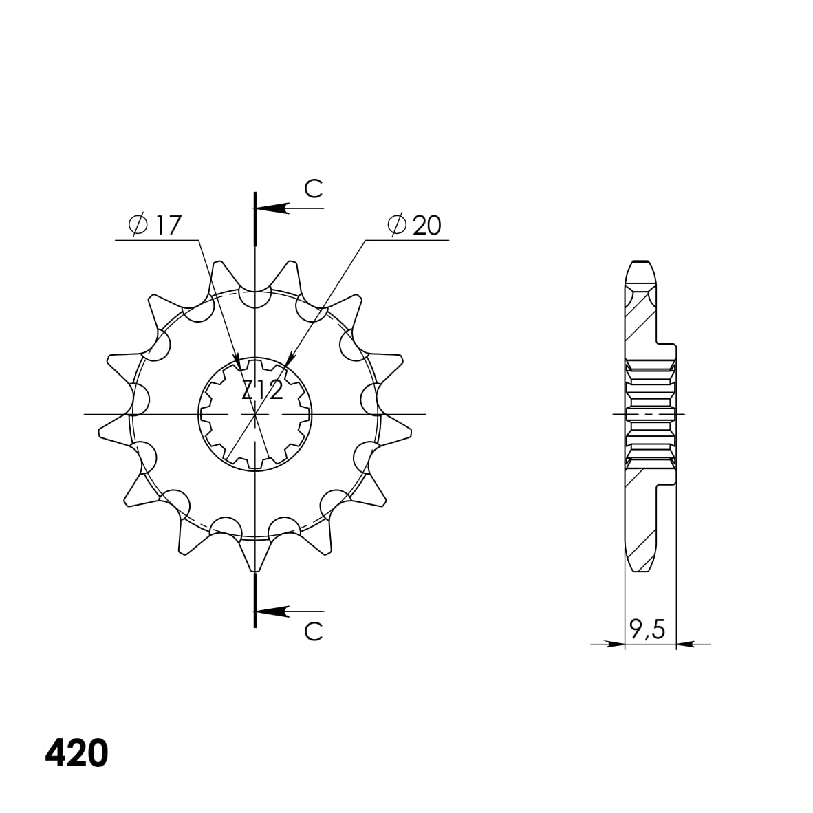 Front sprocket SUPERSPROX CST-1900:13 13T, 420