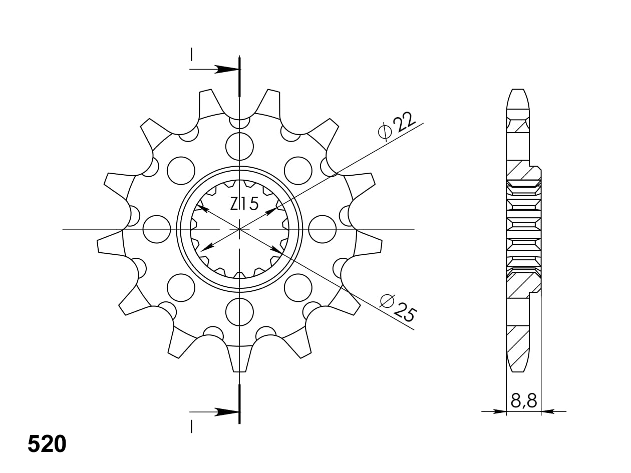 Front sprocket SUPERSPROX CST-1901:15 15T, 520