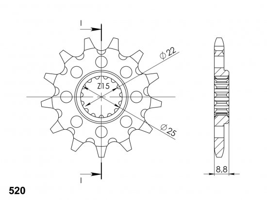 Front sprocket SUPERSPROX 17T, 520 for BETA RR 350