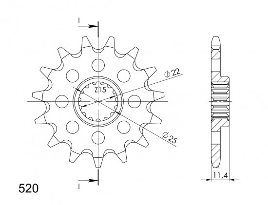 Front sprocket SUPERSPROX CST-1902:15 15T, 520