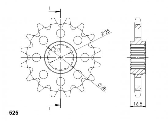 Front sprocket SUPERSPROX CST-1904:16 16T, 525