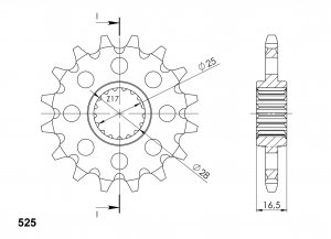 Front sprocket SUPERSPROX 16T, 525