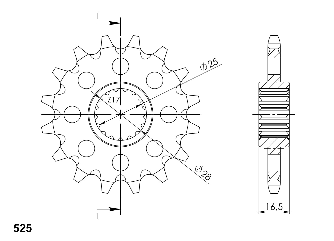 Front sprocket SUPERSPROX CST-1904:17 17T, 525