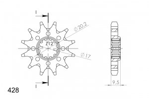 Front sprocket SUPERSPROX CST-1907:12