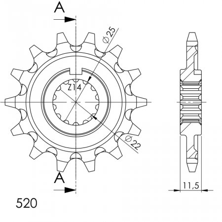 Front sprocket SUPERSPROX CST-192:14 14T, 520