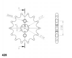 Front sprocket SUPERSPROX 14T, 420