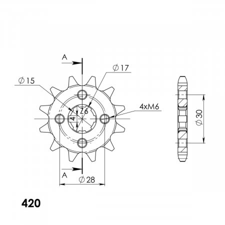 Front sprocket SUPERSPROX CST-253:12 12T, 420