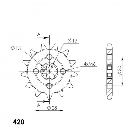 Front sprocket SUPERSPROX CST-253:13 13T, 420