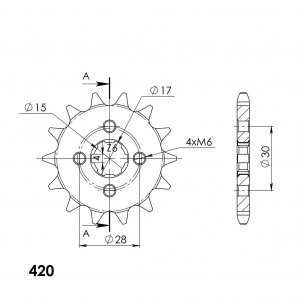 Front sprocket SUPERSPROX 14T, 420