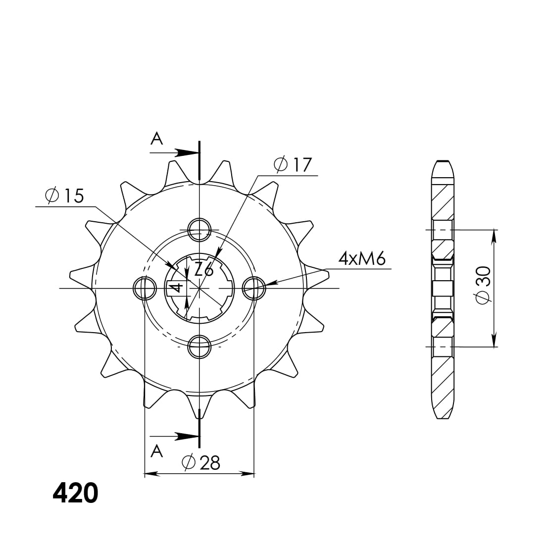 Front sprocket SUPERSPROX CST-253:15 15T, 420