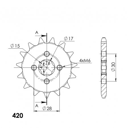 Front sprocket SUPERSPROX CST-253:15 15T, 420